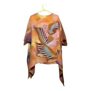 Women’s Vintage Dilemma Dhun Shroff 100% silk pelican? Design tunic, one size